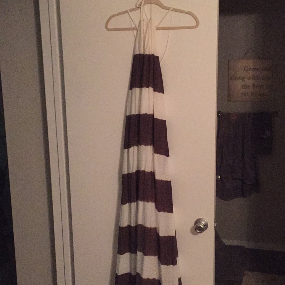 Brown and white maxi dress